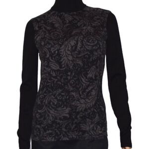 Ralph Lauren Black Turtleneck Sweater with Gray Paisley Front
